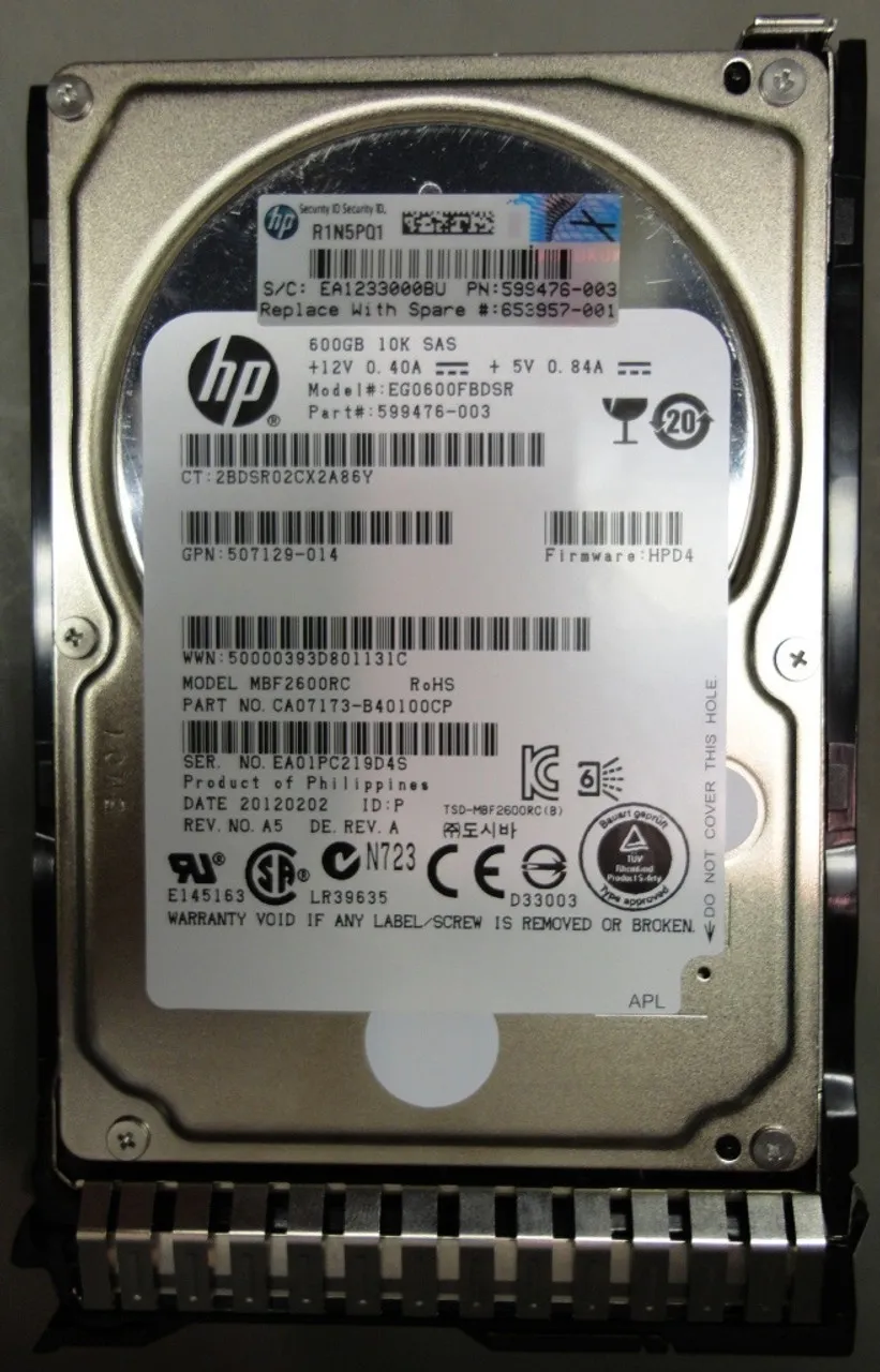 652620-B21 HP HP 600GB SAS 6G 15K LFF (3.5in) SC HDD