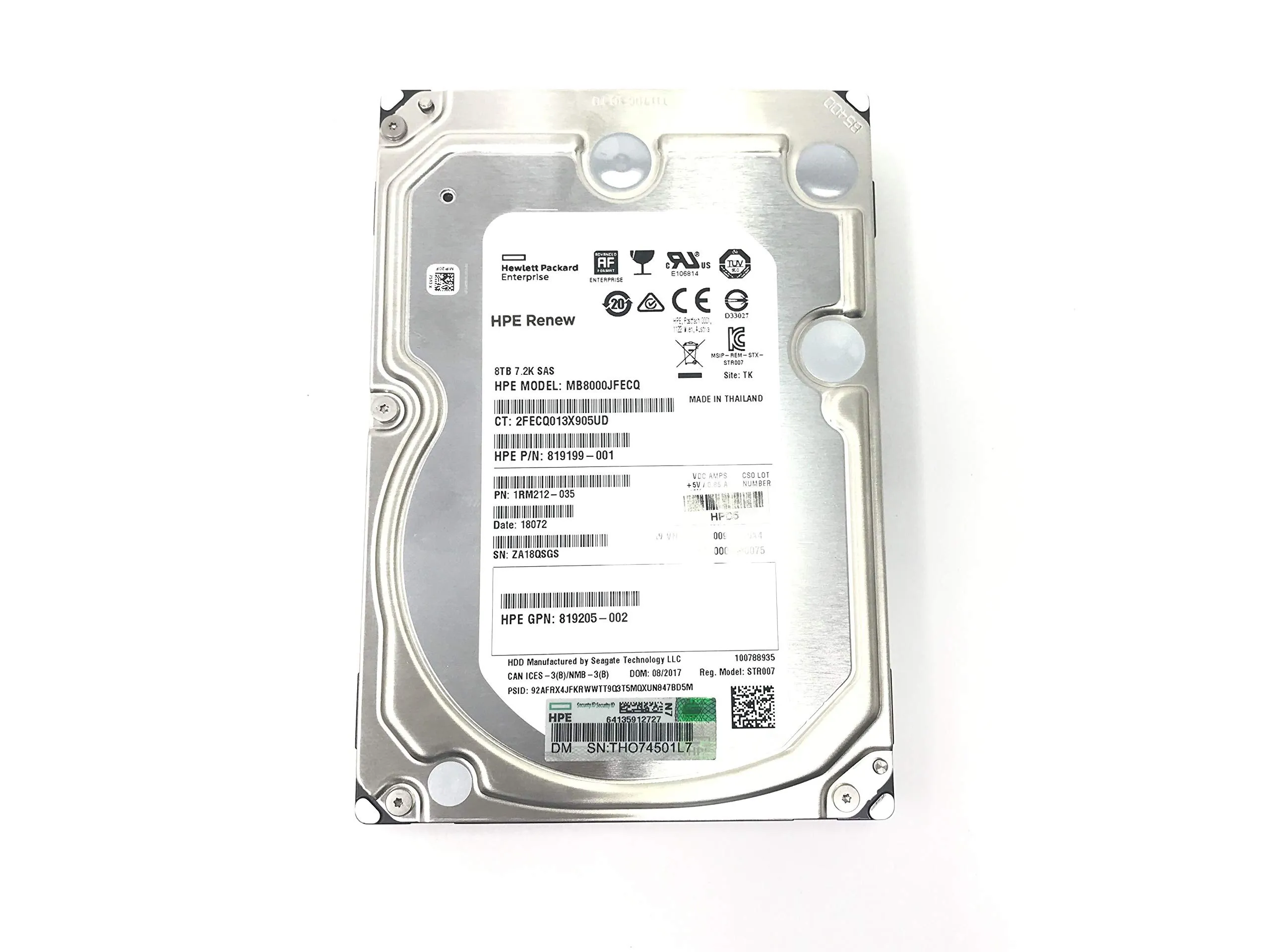 820032-001 HP HPE 8TB SAS 12G Midline 7.2K LFF (3.5in) SC 512e HDD