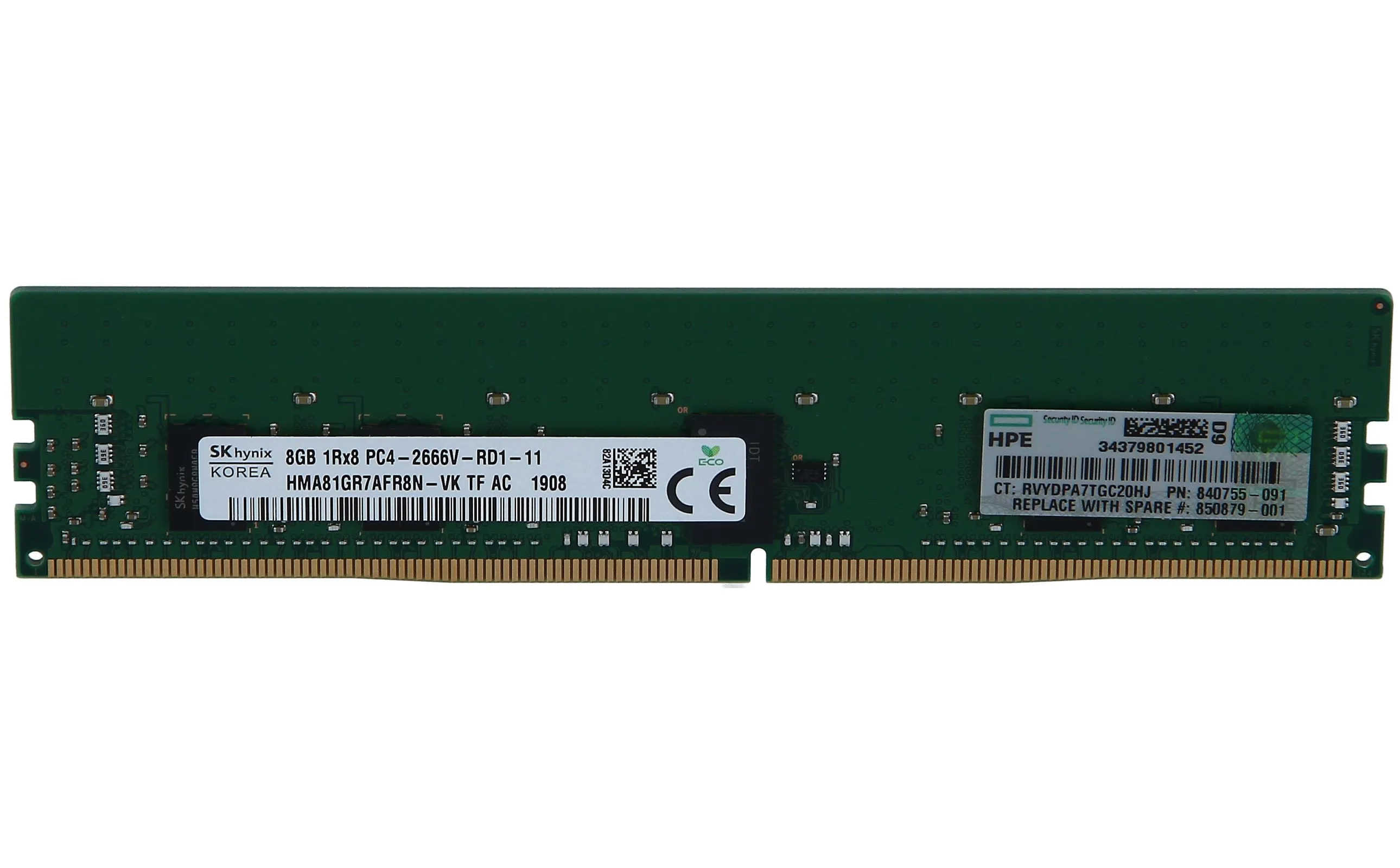 815097-B21 HP 8GB (1*8GB) 1RX8 PC4-21300V-R DDR4-2666MHZ RDIMM