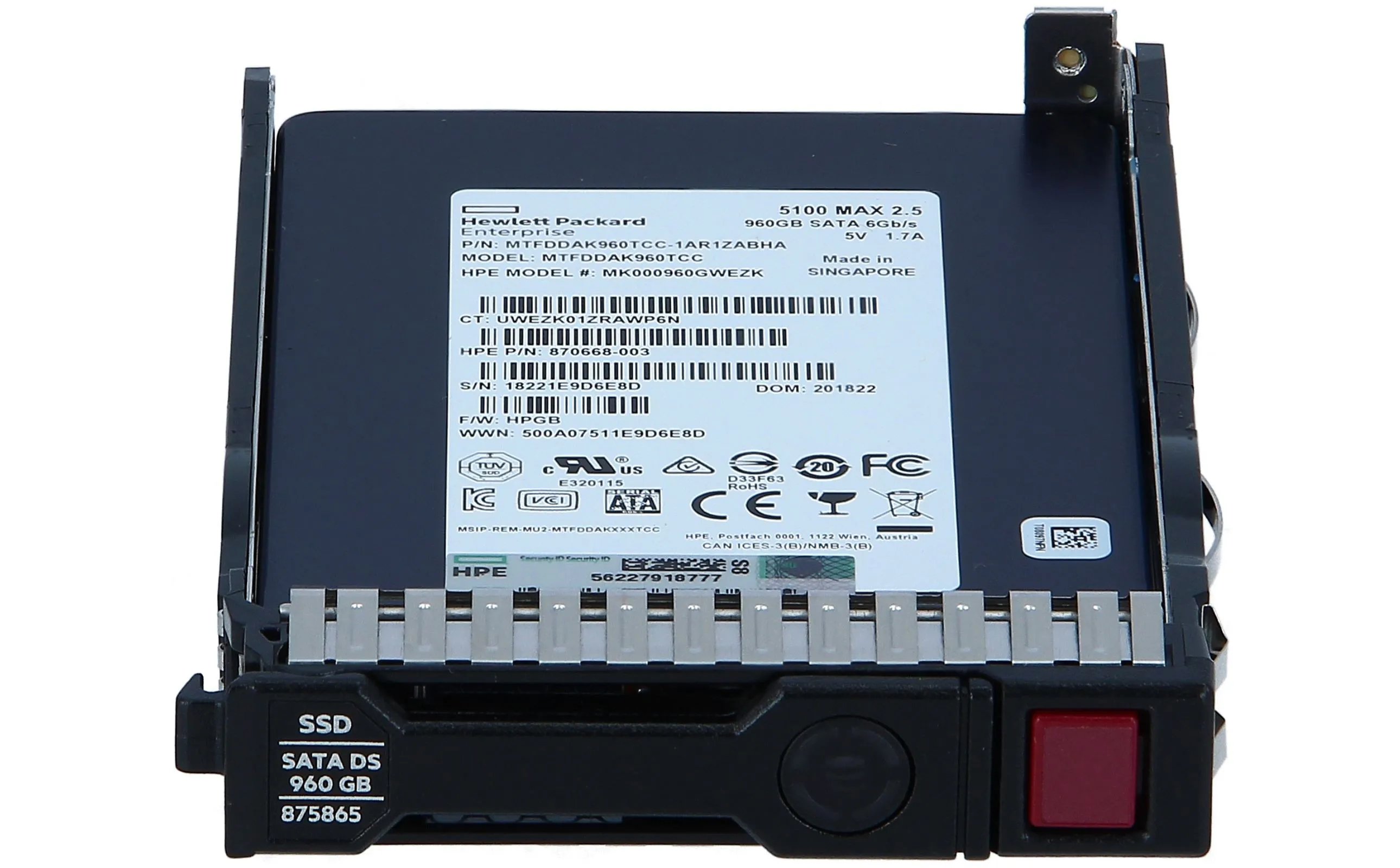 875474-B21 HP 960GB 6G 2.5INCH MU SATA SSD