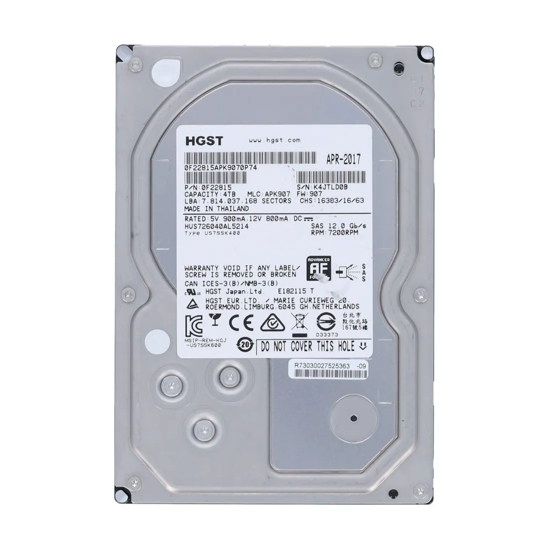 HUS726040AL5214 HITACHI 4TB 7,2K 12G 3,5INCH SAS HDD