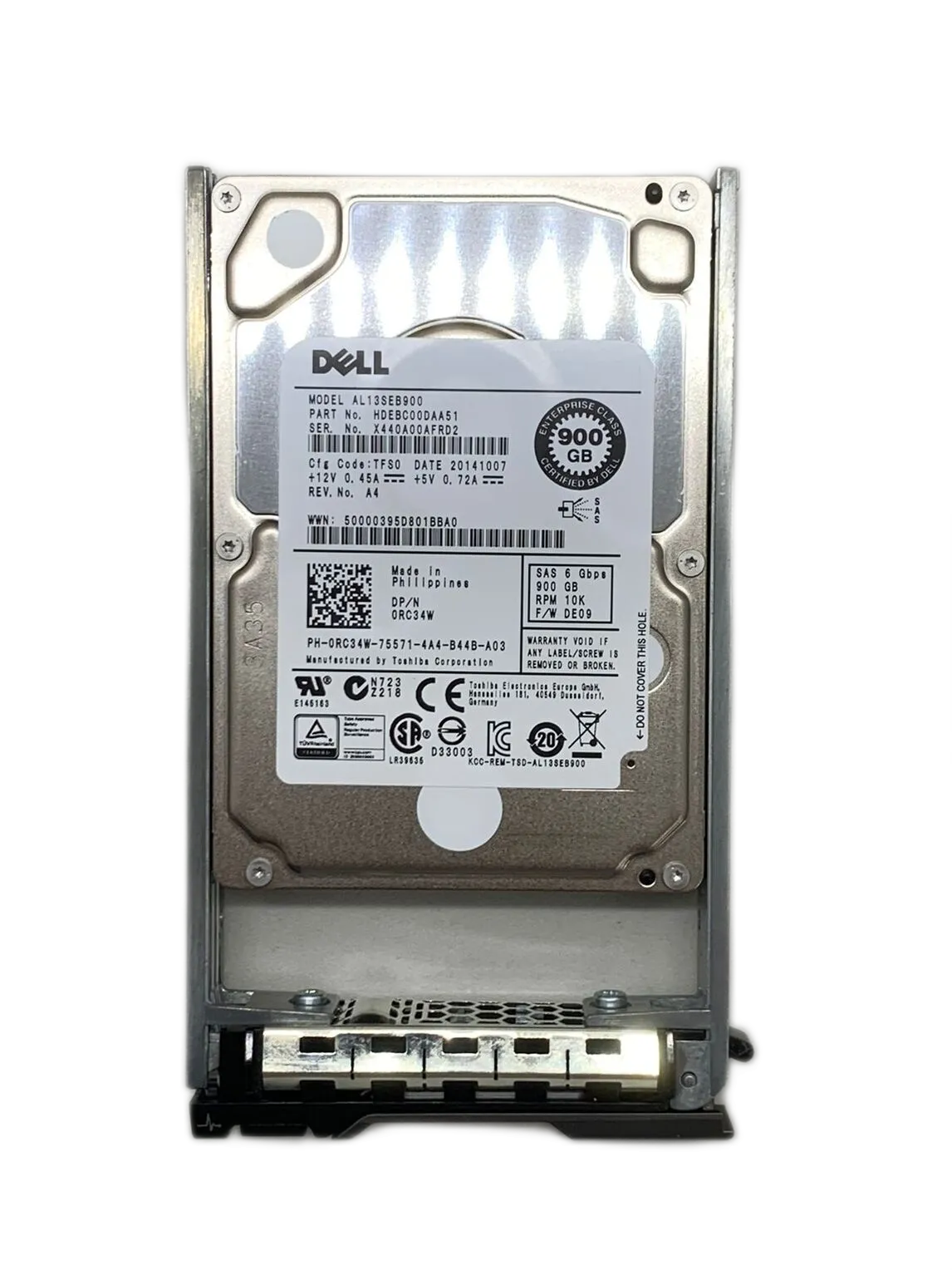 HD DELL 900GB SAS 2.5 RC34W AL13SEB900 10K 6GBS 512N