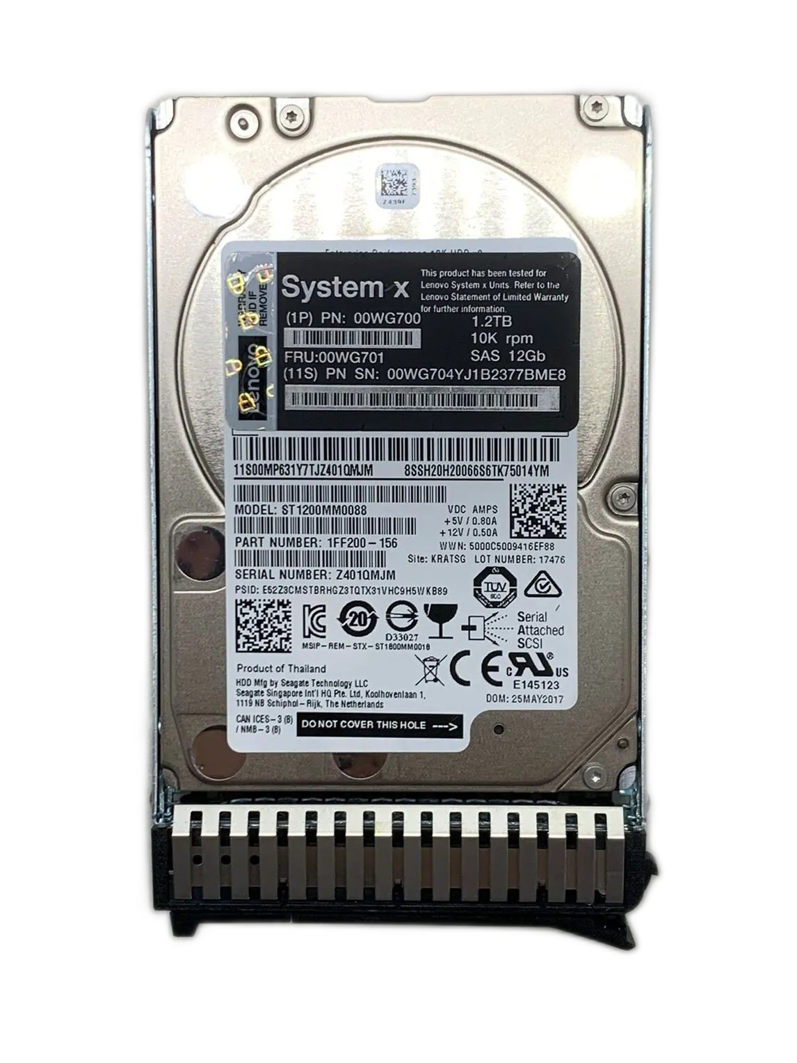 HD LENOVO 1.2TB SAS 2.5 00WG700 10K 12GB G3HS X3550 X3650 M5