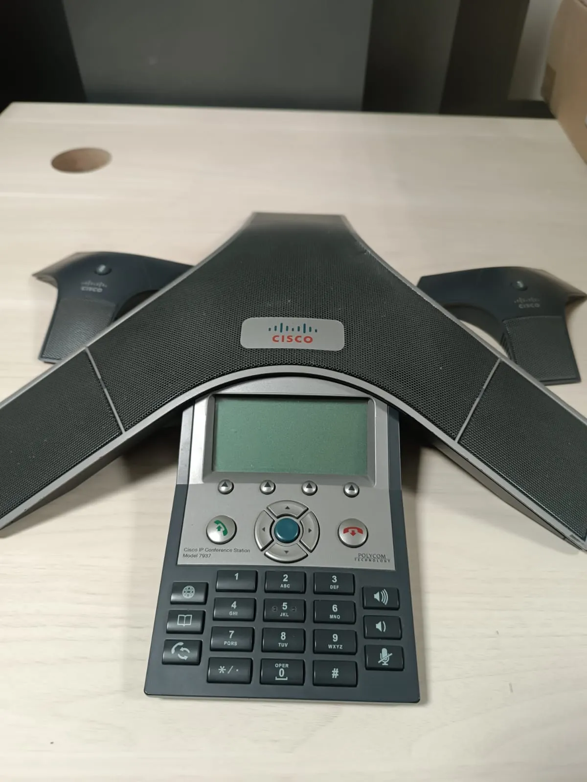 Telefone Cisco IP Conferência Unificado Phone 7937 CP-7937G com 2x microfones de extensão