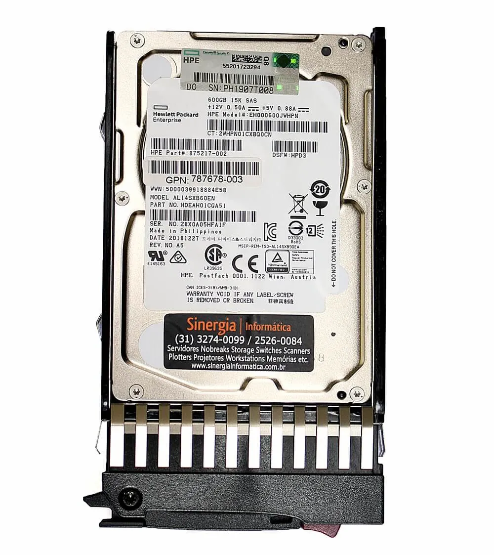 787642-001 HP HPE MSA 600GB 12G SAS 15K 2.5in ENT HDD