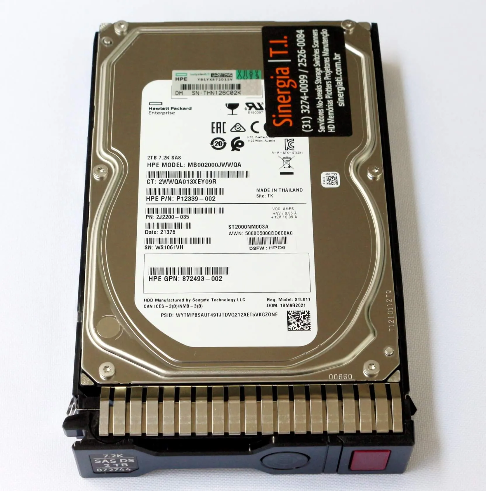 872485-B21 HPE 2TB SAS 12G 7.2K Midline LFF (3.5in) SC HDD