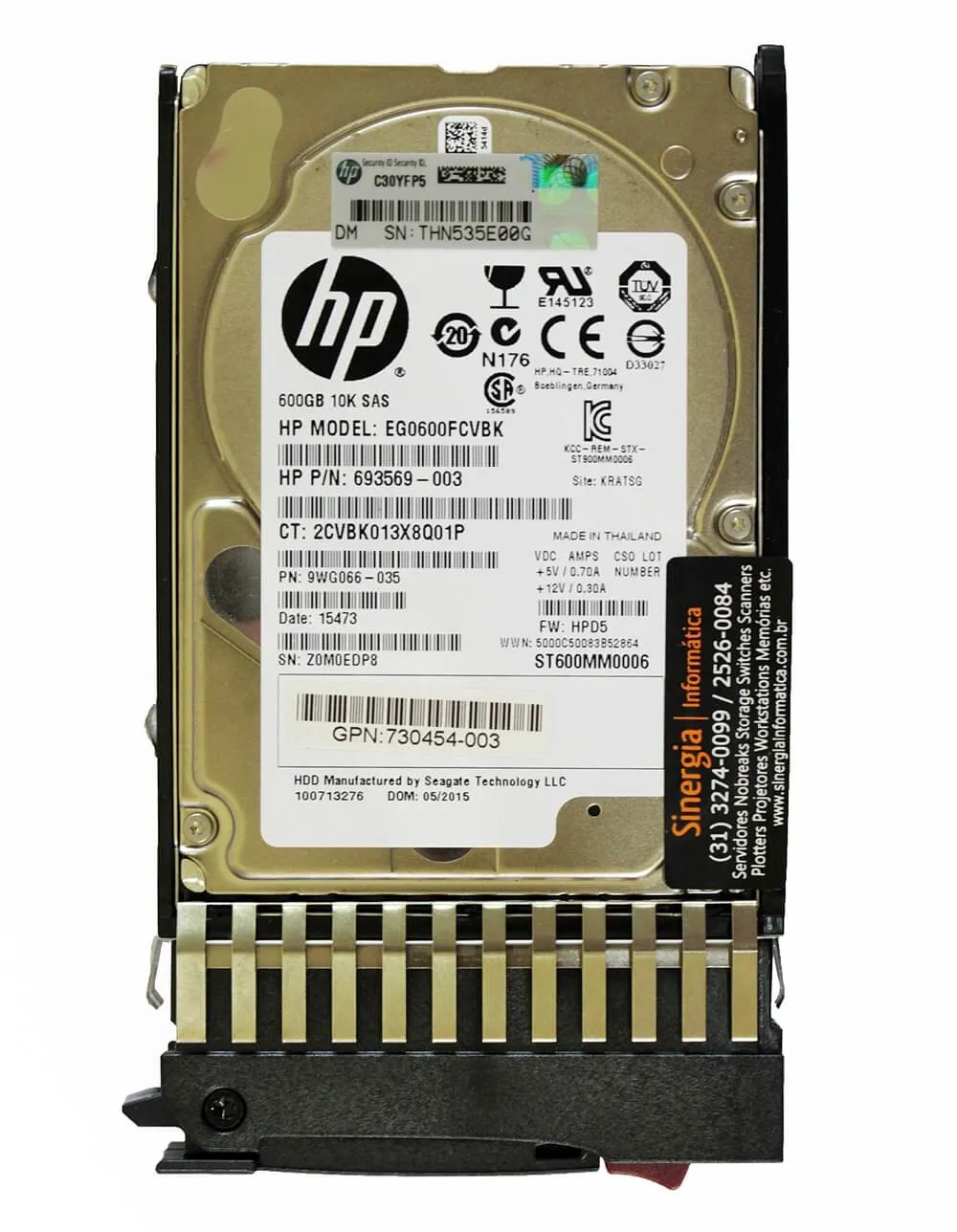 693569-003 HP HP 600GB SAS 6G 10K SFF (2.5in) SC HDD