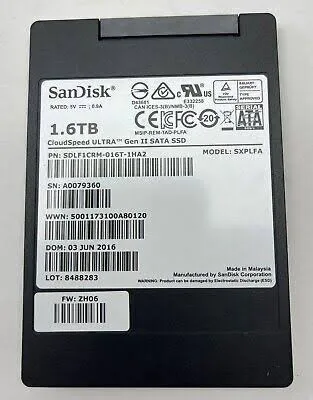 SDLF1CRM-016T-1HA2 SANDISK 1.6TB CLOUDSPEED ULTRA GEN2 6G SATA SSD