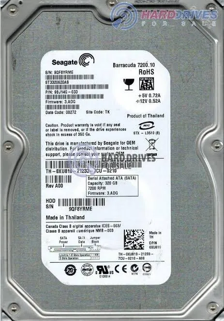 ST3320620AS SEAGATE 320GB 7.2K 3G 3.5INCH SATA HDD