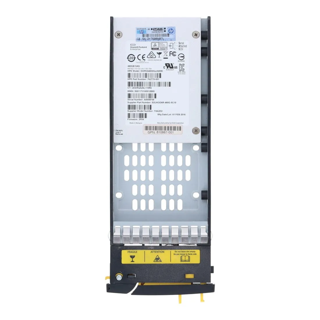 810774-001 HPE 3PAR 8000 480GB SAS SFF (2.5in) SSD
