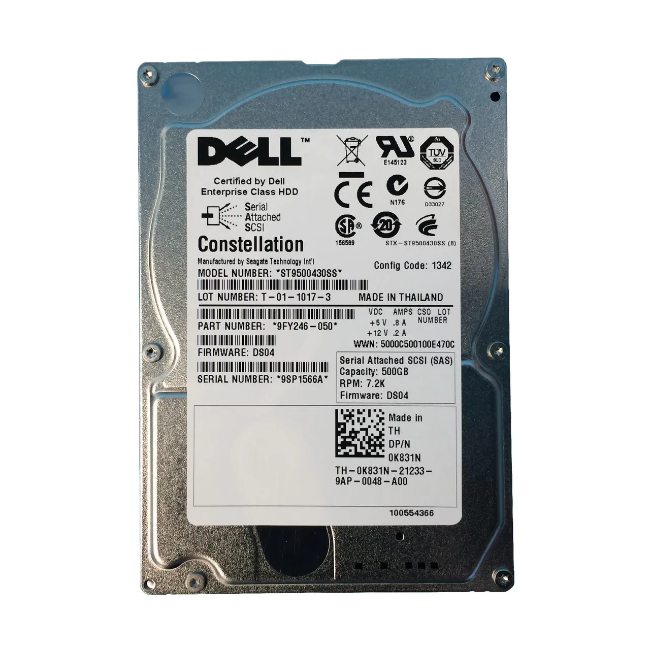 K831N DELL 500GB 7.2K 6G SFF SAS HDD