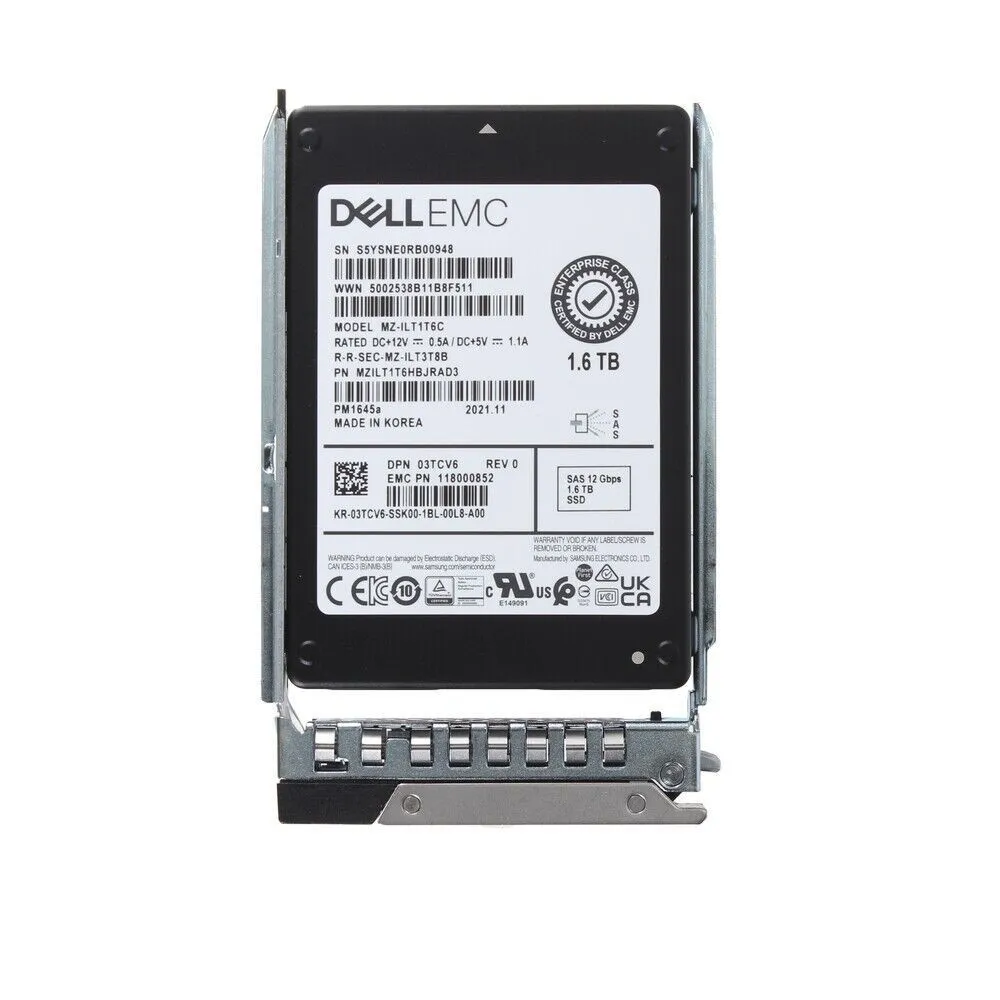 Kit SSD Dell EMC Enterprise Plus 03TCV6: SAS, 1,6TB + Gaveta