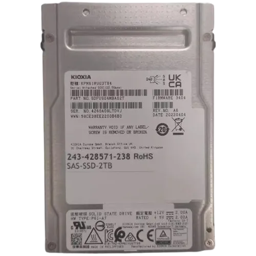 KPM61RUG3T84 KIOXIA 3.84TB 24G 2.5INCH RI BC PM6 SAS SSD