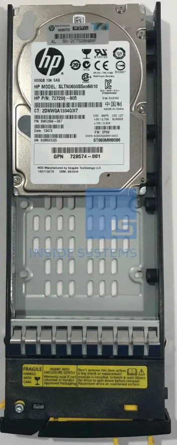 C8R72A-12G HPE 3PAR 600GB 10K 12G 2,5INCH SAS HDD