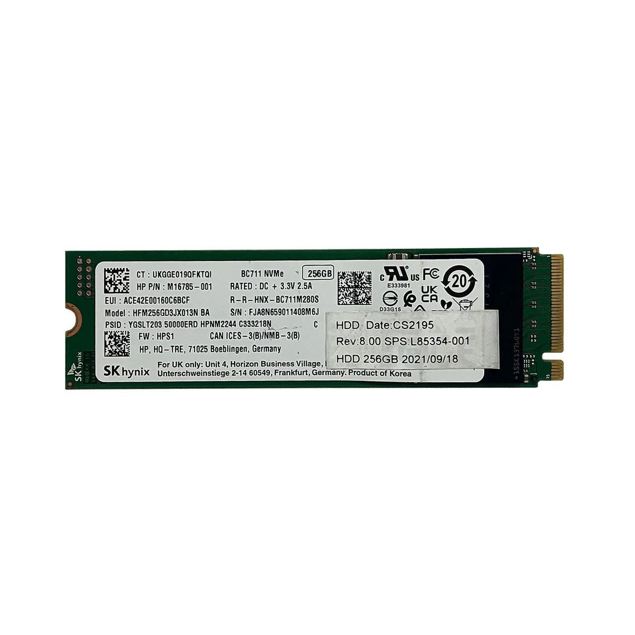 M16785-001 HP 256GB M.2 2280 PCIE NVME SSD