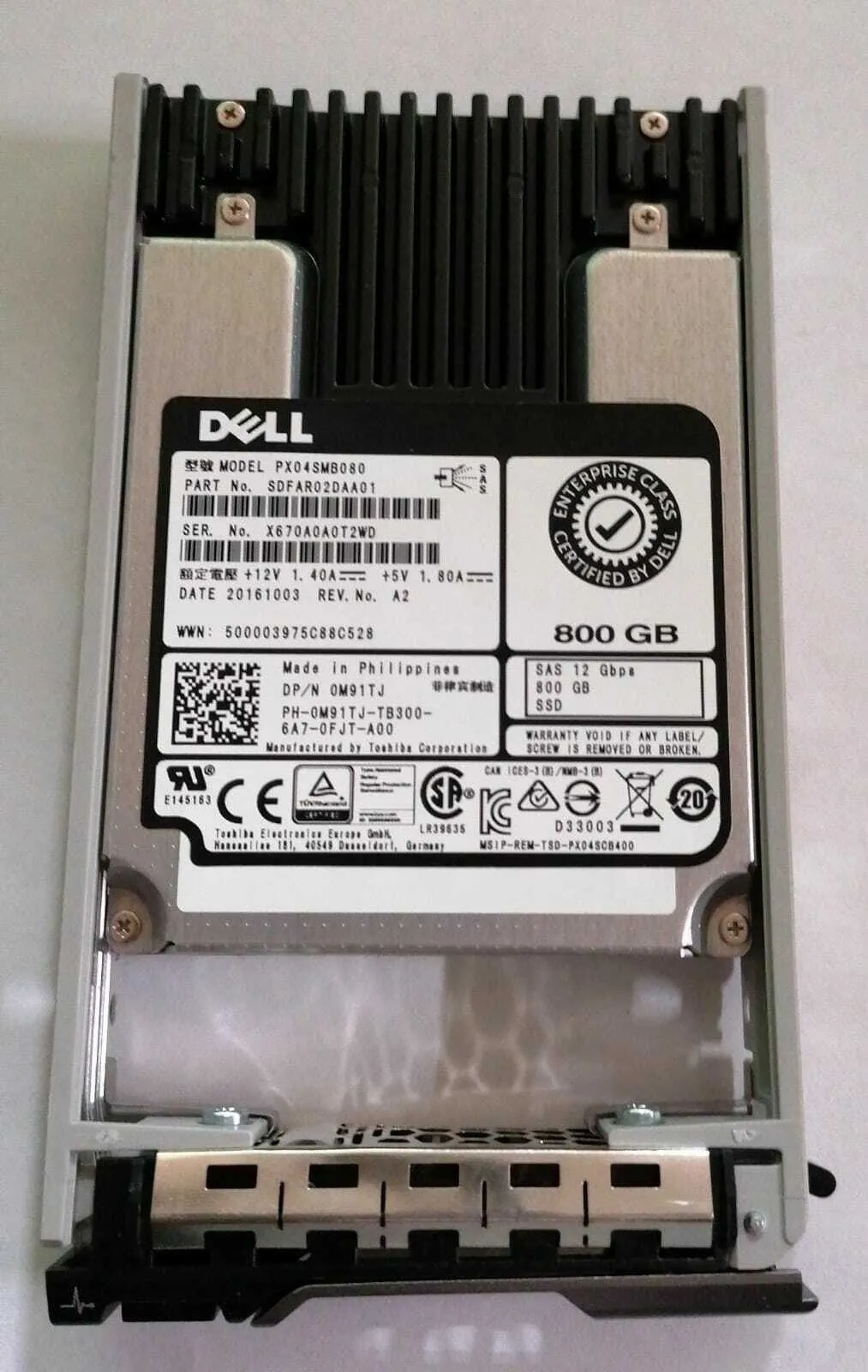 M91TJ DELL 800GB 12G 2.5INCH MLC MU SAS SSD