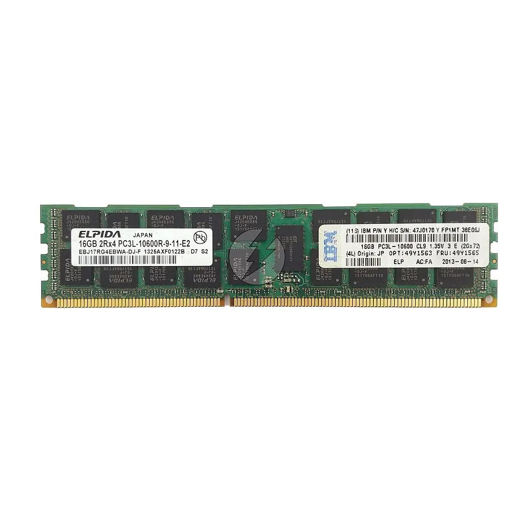 Memória RAM Elpida EBJ17RG4EBWA-DJ-F 47J0170 49Y1565: DDR3L, 16GB, 2Rx4, 1333R, RDIMM