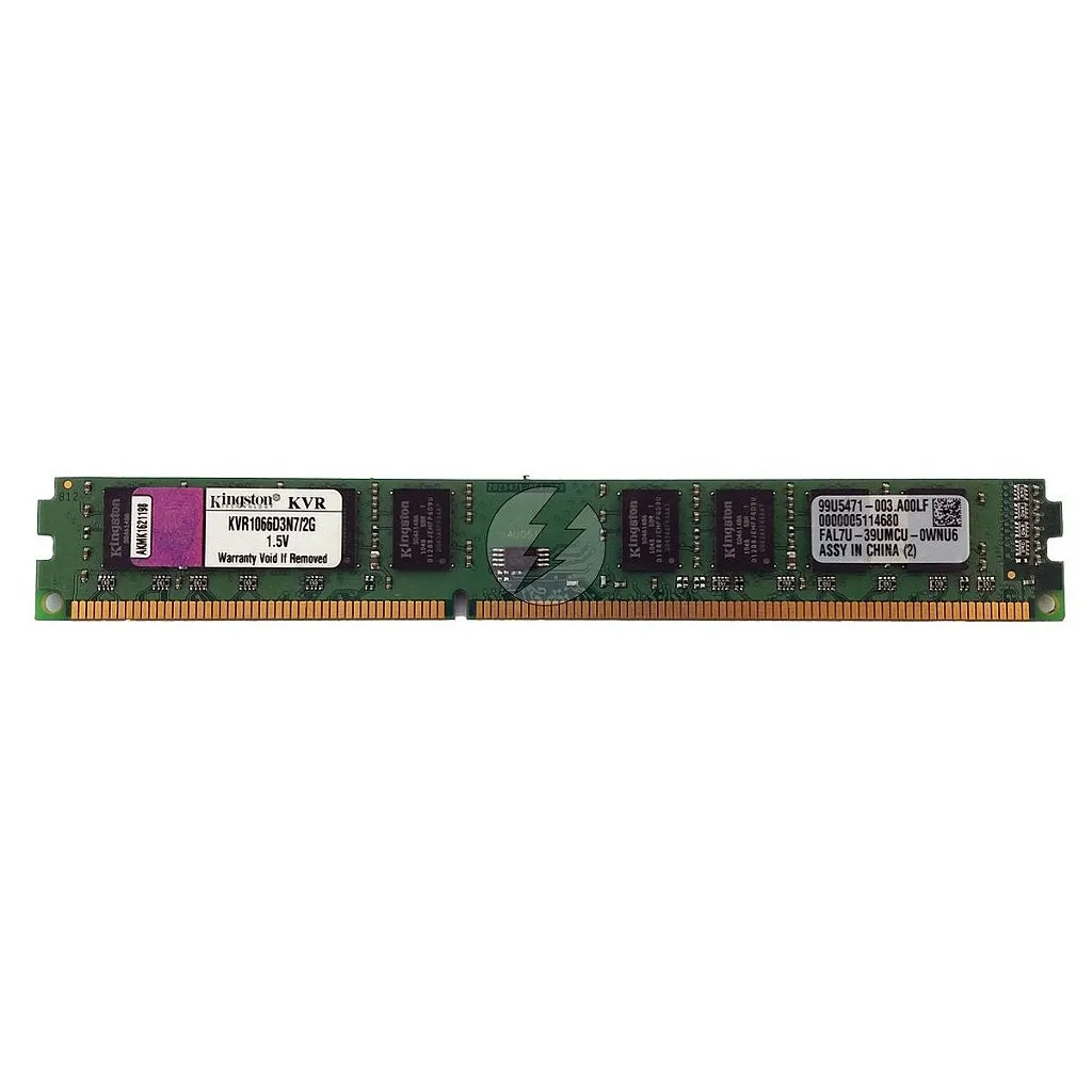 Memória RAM Kingston KVR1066D3N7/2G Chip Kingston: DDR3, 2GB, 2Rx8, 1066, UDIMM, VLP