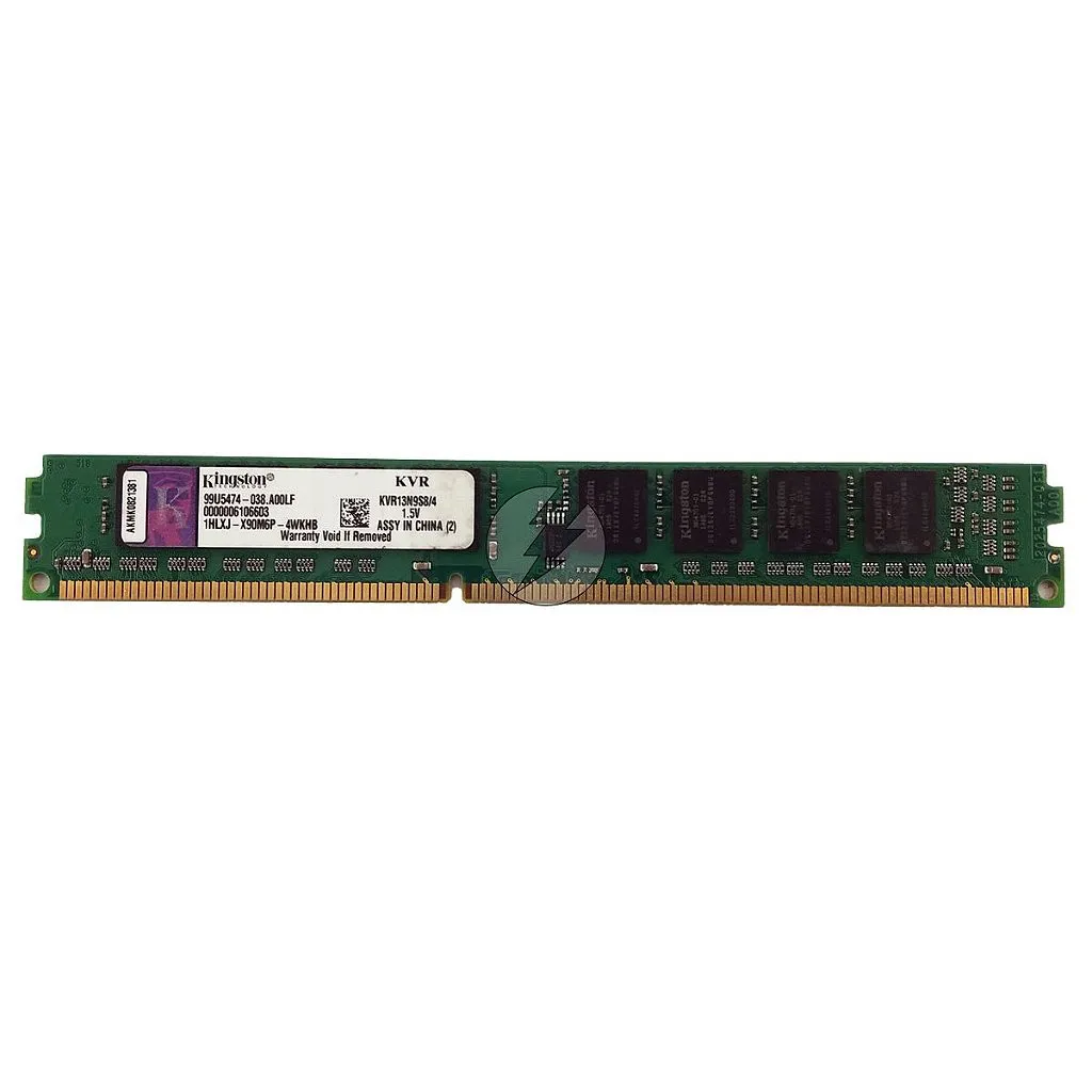 Memória RAM Kingston KVR13N9S8/4 Chip Kingston: DDR3, 4GB, 1Rx8, 1333, UDIMM, VLP
