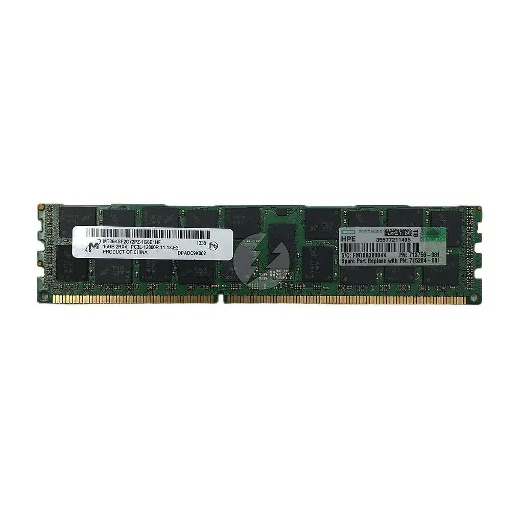 Memória RAM Micron MT36KSF2G72PZ-1G6E 713756-081 715284-001: DDR3L, 16GB, 2Rx4, 1600MHz, 12800R, RDIMM