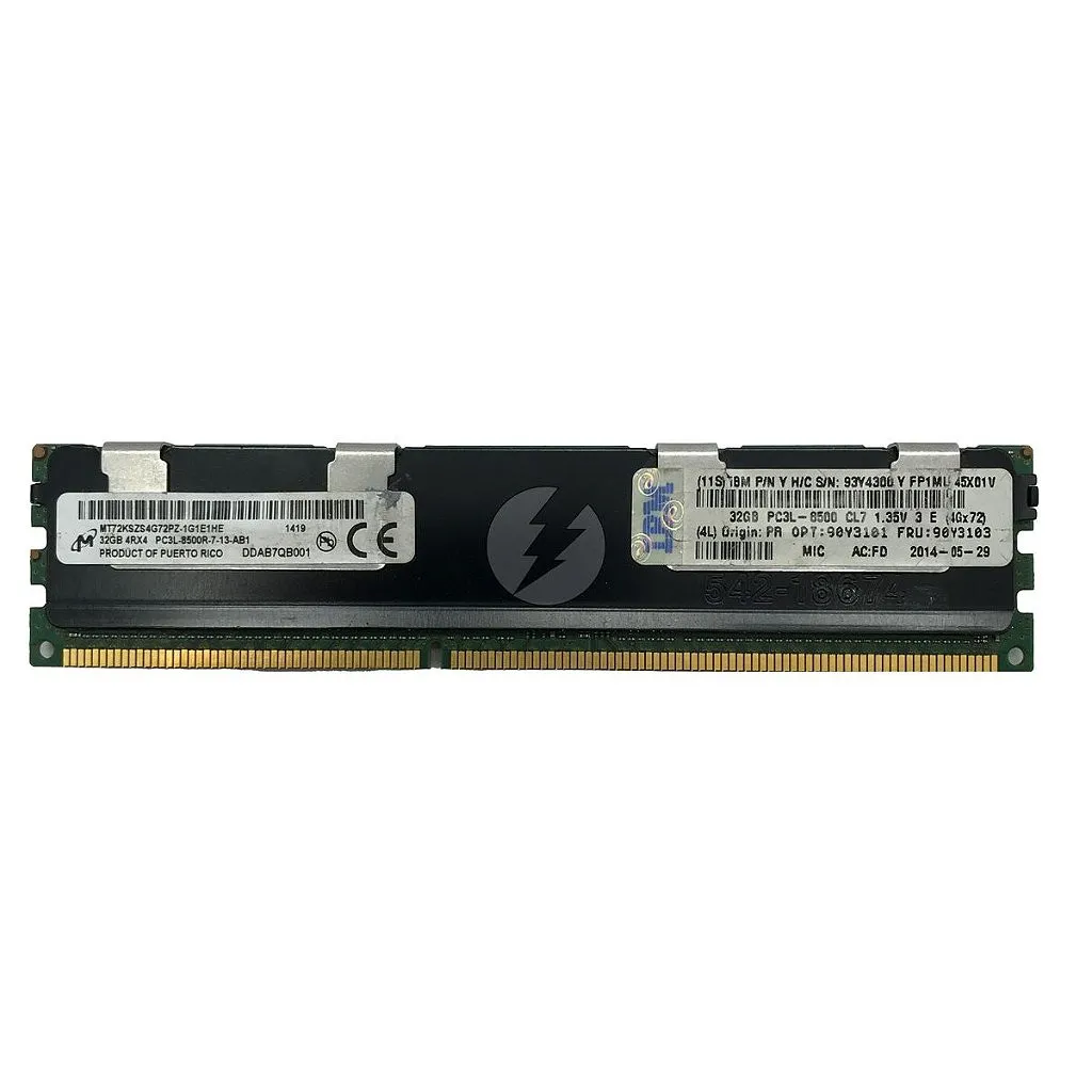 Memória RAM Micron MT72KSZS4G72PZ-1G1E1HE 90Y3103: DDR3L, 32GB, 4Rx4, 1066R, RDIMM