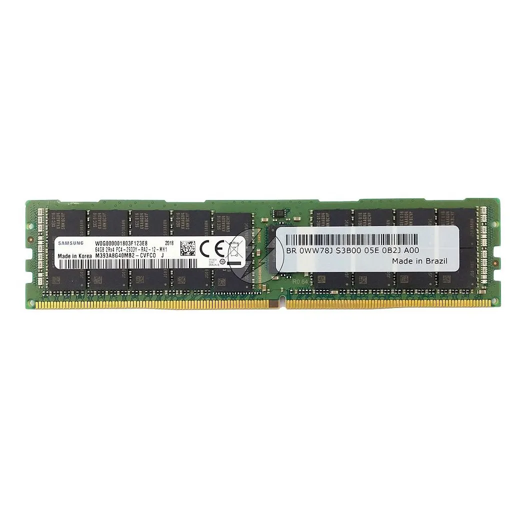 Memória RAM Samsung M393A8G40MB2-CVF 0WW78J CMR4VFC4C8J2472SMV: DDR4, 64GB, 2Rx4, 2933Y, RDIMM