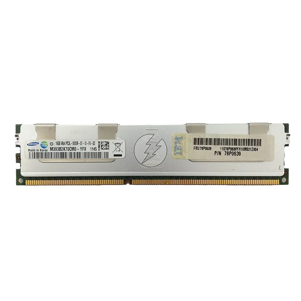 Memória RAM Samsung M393B2K70CM0-YF8 78P0639 47J0139 49Y1418: DDR3L, 16GB, 4Rx4, 1066R, RDIMM