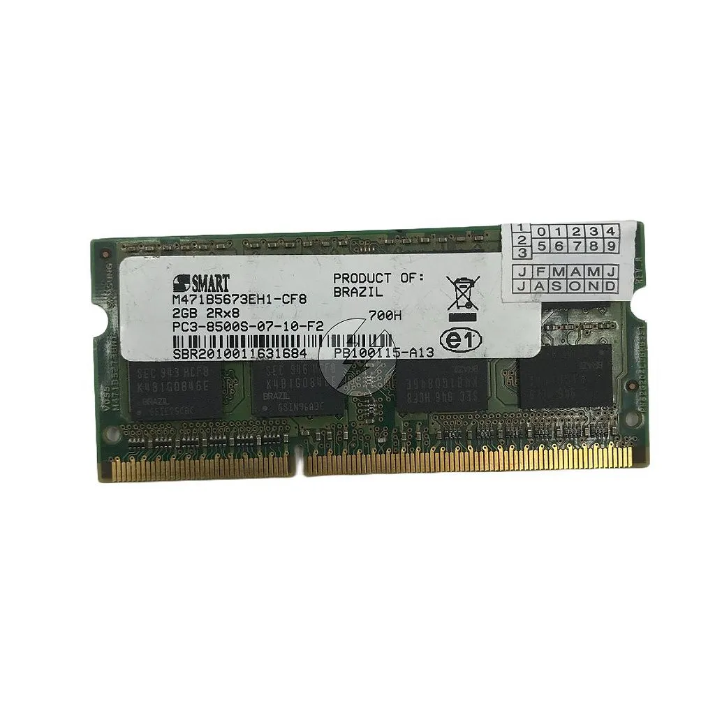 Memória RAM SMART M471B5673EH1-CF8 700H: DDR3, 2GB, 2Rx8, 1066MHz, 8500S, SODIMM