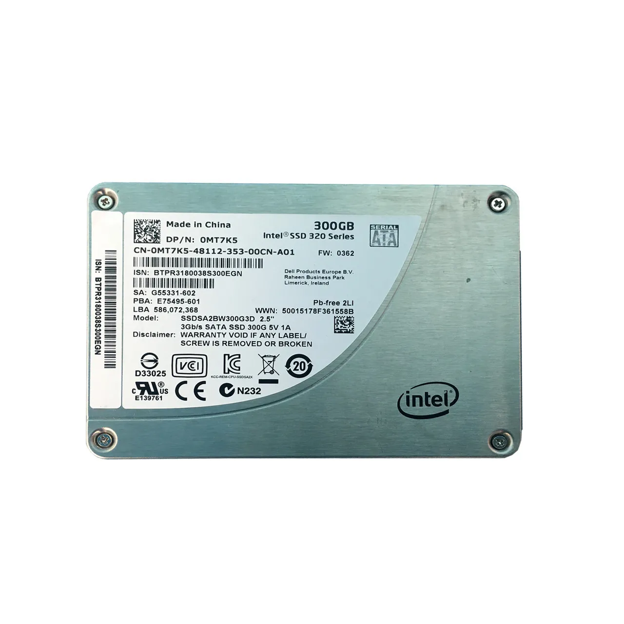 MT7K5 Intel Disk 300GB SSD 3G SATA 2.5
