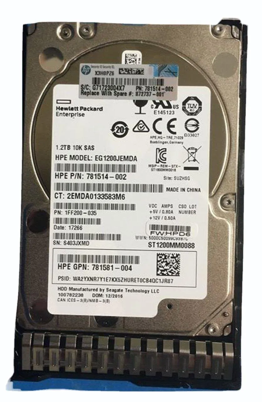 697572-B21 HP 1,2TB 10K 6G 2,5INCH QR ENT SAS HDD