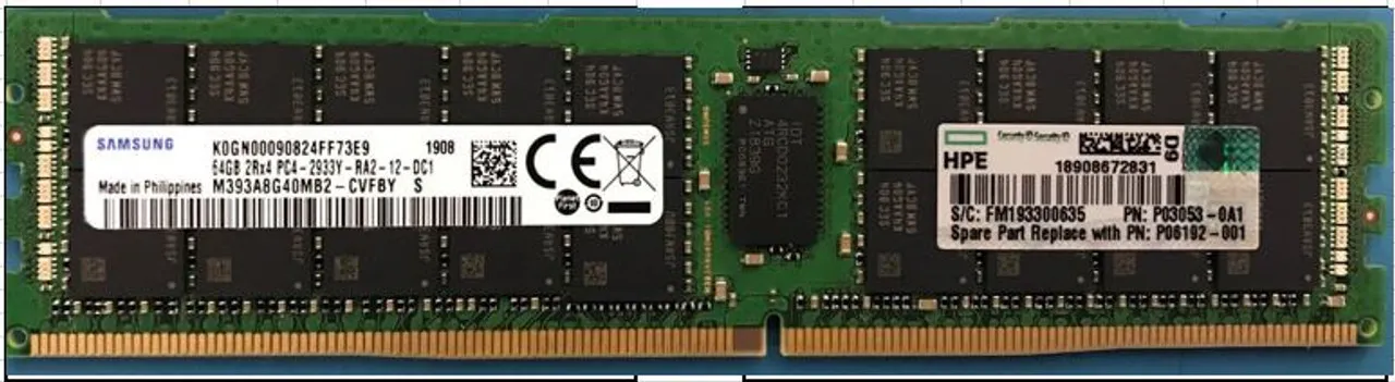 P00926-B21 HP 64GB (1*64GB) 4RX4 PC4-23400Y-L DDR4-2933MHZ LRDIMM