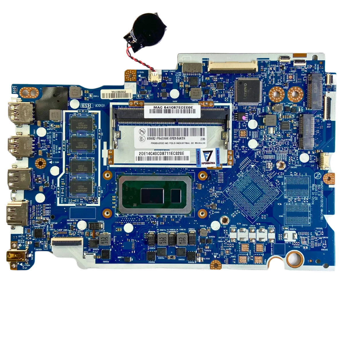 Placa Mãe Lenovo Nm-c781 Core™ i3-10110U 4gb RAM + Slot
