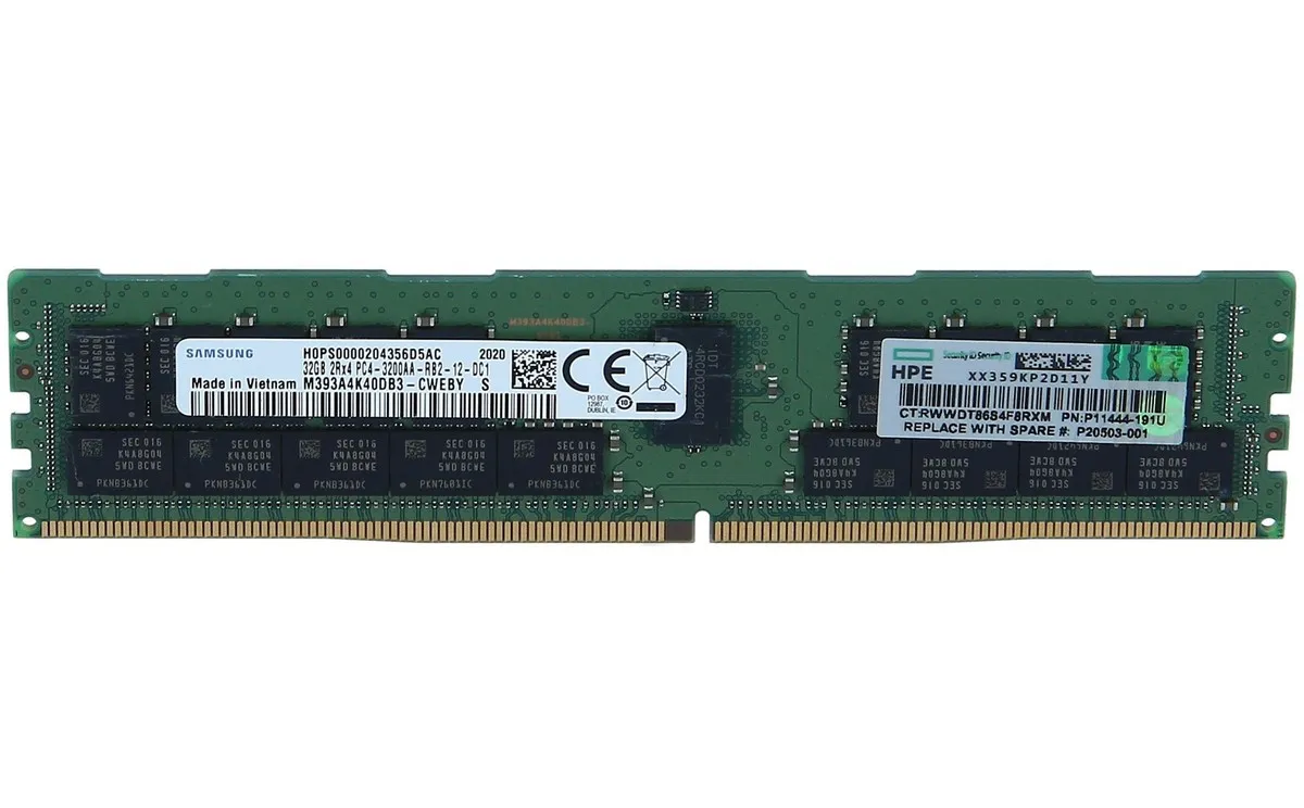 P11444-191 HPE 32GB (1 x 32GB) Dual Rank x4 DDR4-3200 CAS-22-22-22 Registered Smart Memory Kit