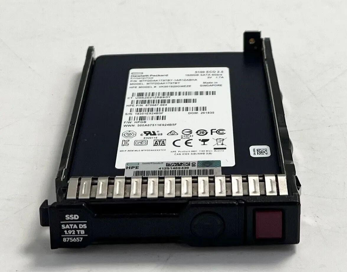 875513-B21 HPE 1.92TB SATA 6G Read Intensive SFF (2.5in) SC SSD