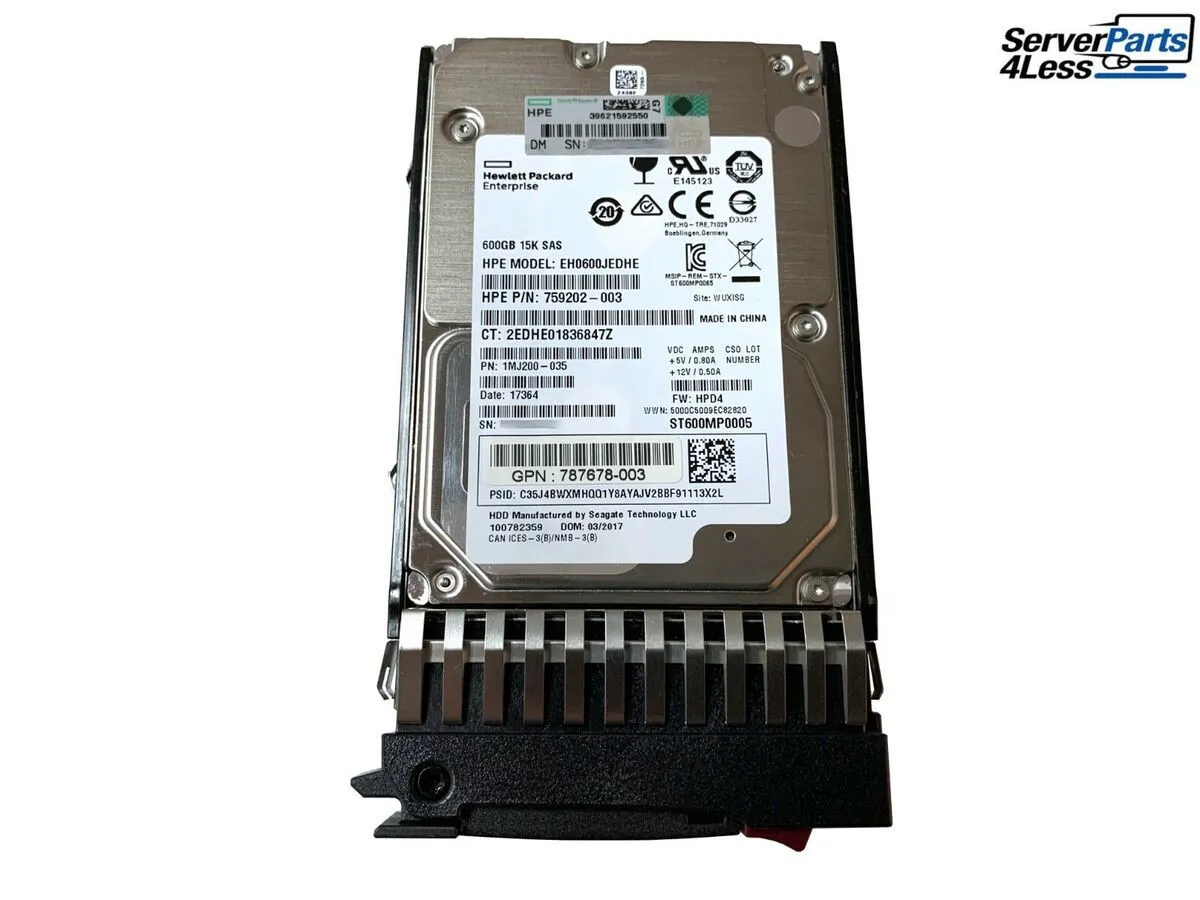 J9F42A HPE MSA 600GB 12G SAS 15K 2.5in ENT HDD