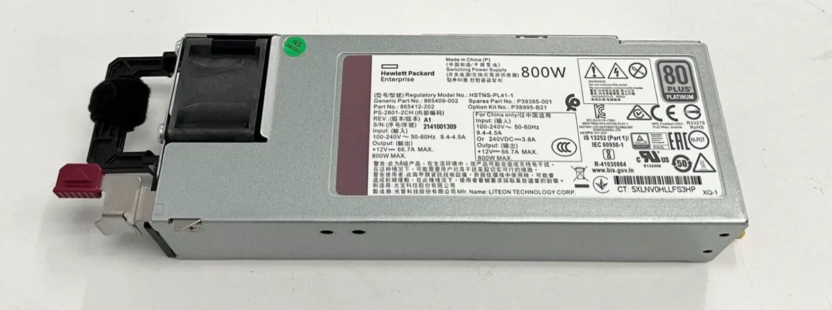 P38995-B21 HP HPE 800W Flex Slot Platinum Hot Plug Low Halogen Power Supply Kit
