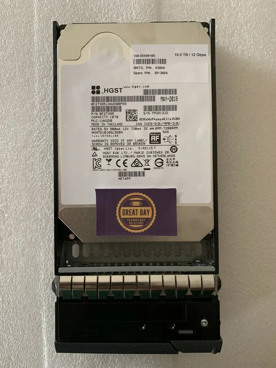 X380A NETAPP 10TB 7.2K 12G 3.5INCH SAS HDD