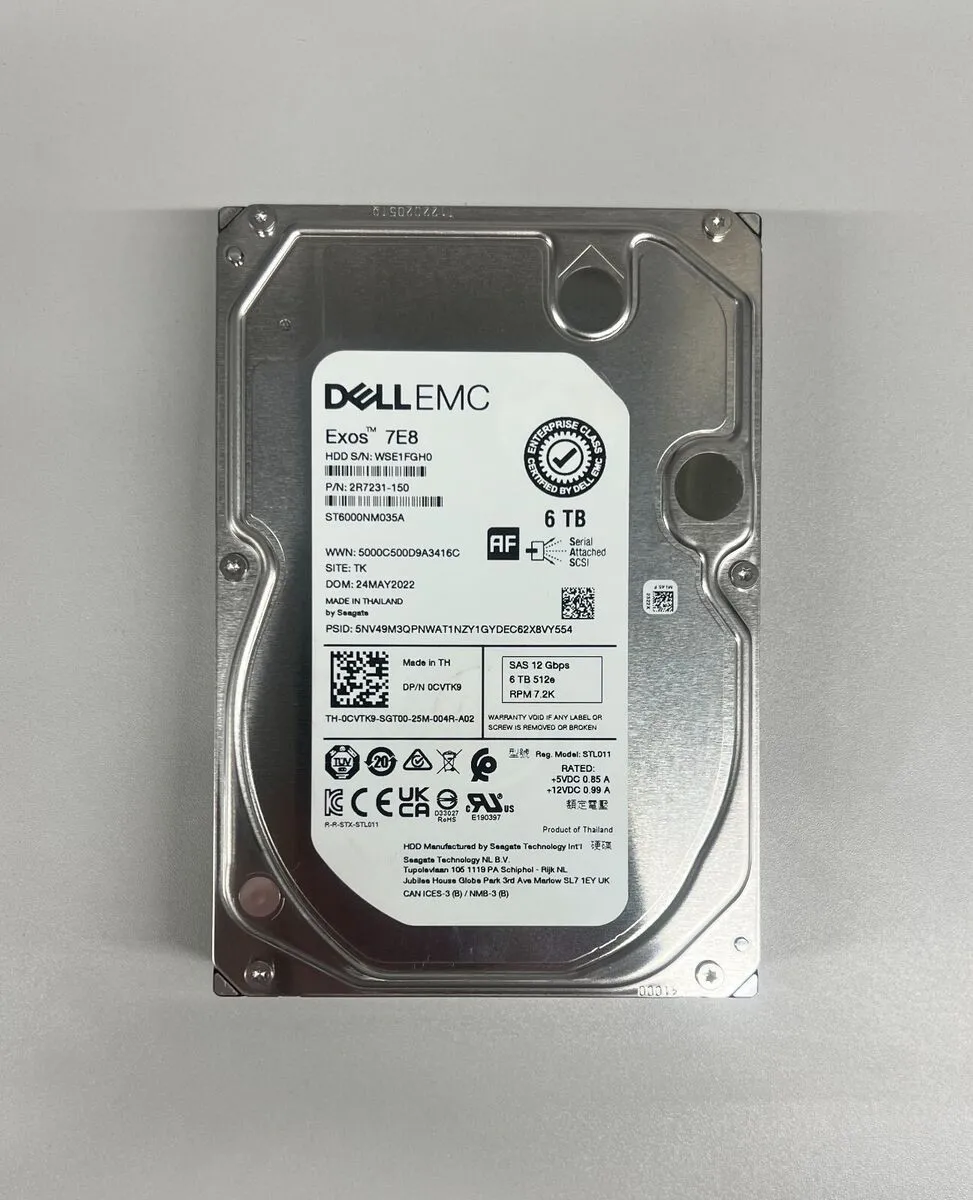 CVTK9 DELL 6TB 7,2K 12G 3,5INCH SAS HDD