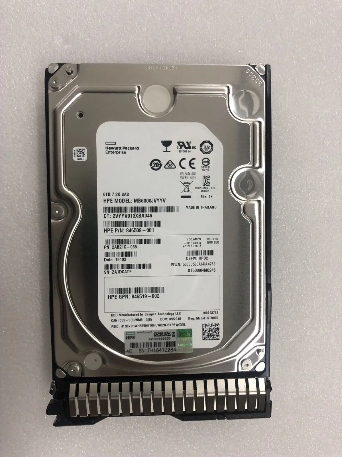 846514-B21 HPE 6TB SAS 12G 7.2K Midline LFF (3.5in) SC HDD