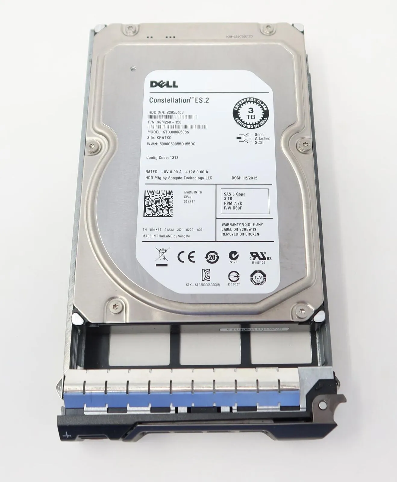 91K8T DELL 3TB 7.2K 6G 3.5INCH NL SAS HDD