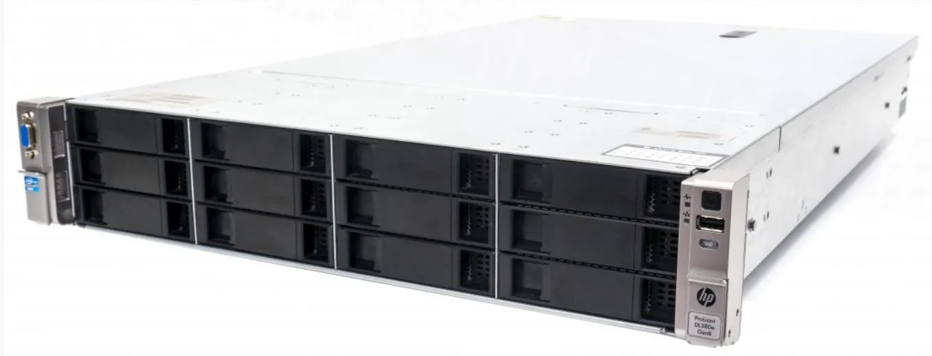 Servidor HP ProLiant DL380e G8: 2x Xeon 8 core, DDR3 64GB, 2x HD SAS 300GB