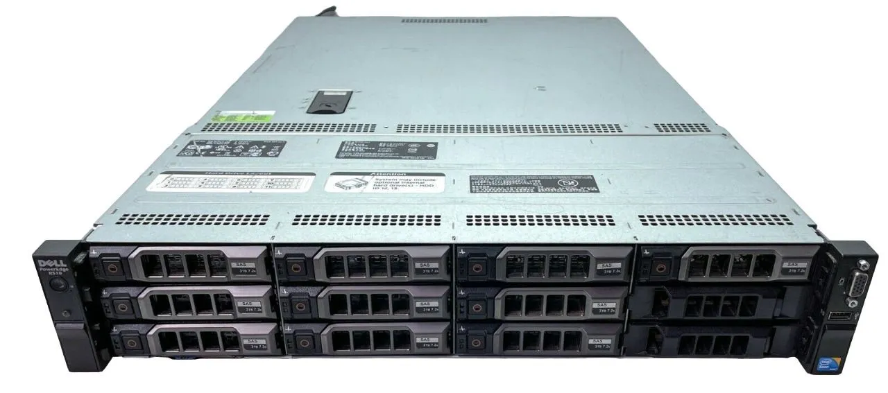 Kit Servidor Dell PowerEdge R510: 1x Xeon 6 core, DDR3 64GB, 2x HD SAS 300GB + 12x HD SATA 8TB