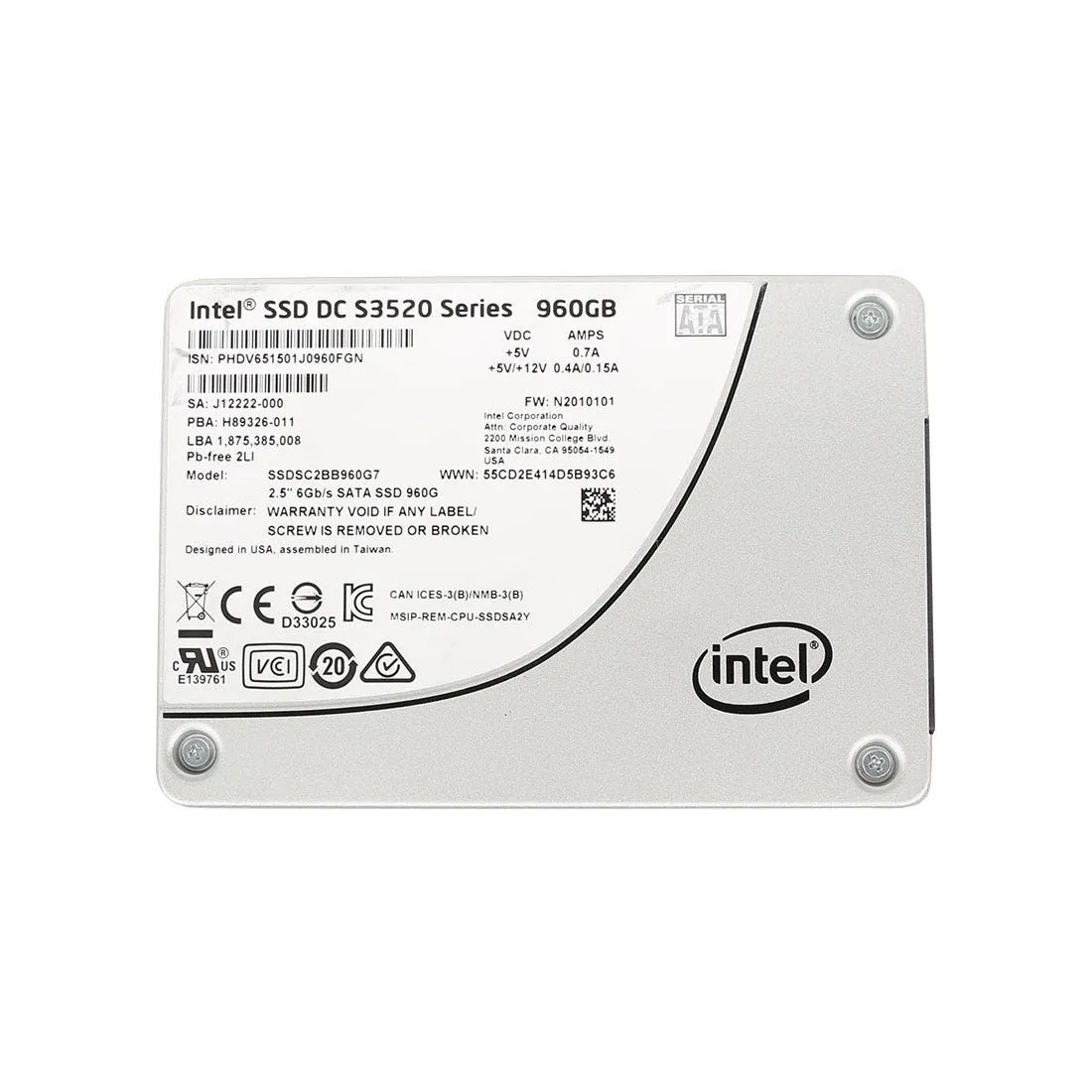 SSDSC2BB960G7 INTEL DC S3520 960GB 6G 2.5INCH SATA SSD