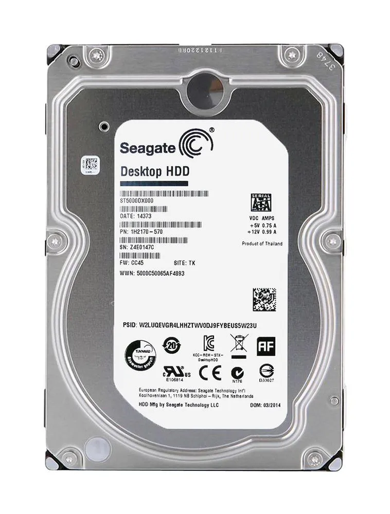 ST5000DX000 SEAGATE 5TB 7.2K 6G 3.5INCH SATA HDD