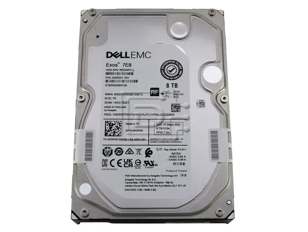 H3PN0 DELL 8TB 7.2K 12G 3.5INCH SAS HDD