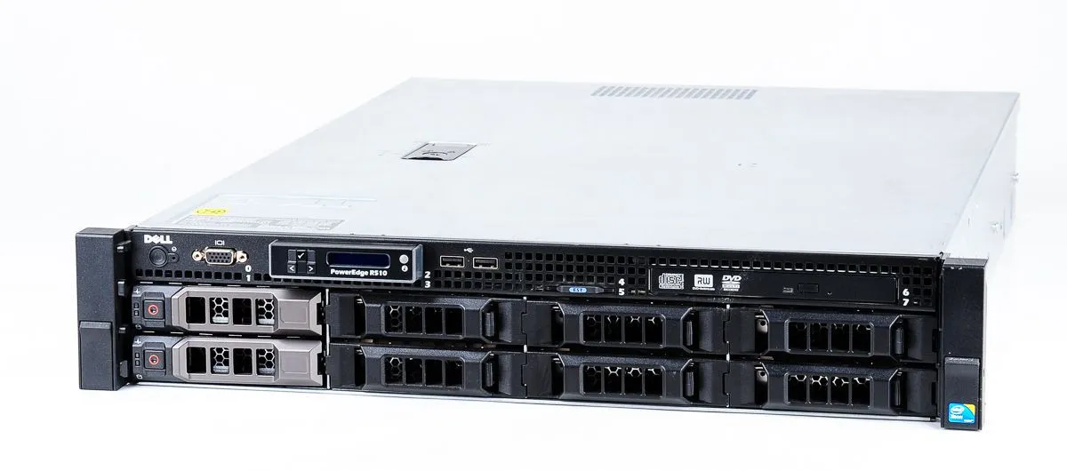 Kit Servidor Dell PowerEdge R510: 1x Xeon 6 core, DDR3 64GB, 2x HD SAS 600GB + 6x HD SATA 8TB