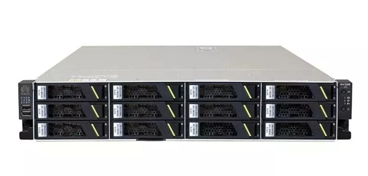 Kit Servidor Huawei RH2288 V2: 2x Xeon 8 core, DDR3 64GB, 2x HD SAS 600GB + 10x HD SAS 4TB