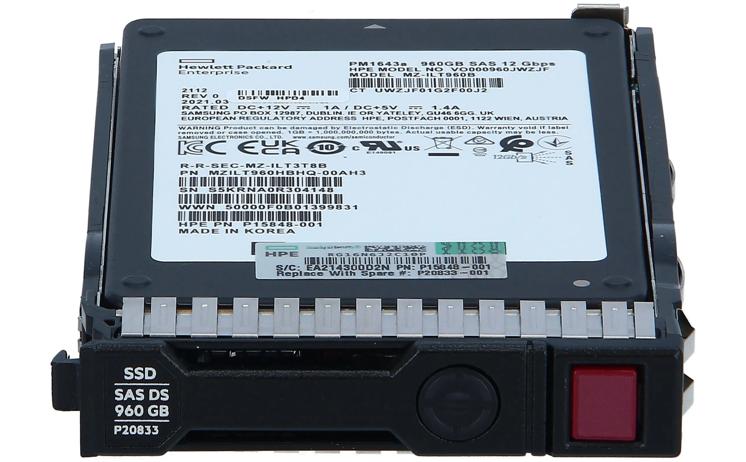 P19903-B21 HPE 960GB 12G 2.5INCH RI SC SAS SSD