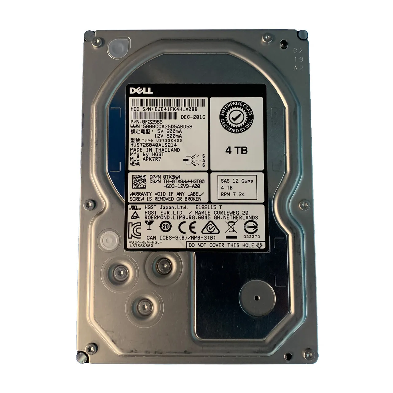 TX8WW DELL 4TB 7,2K 12G 3,5INCH SAS HDD