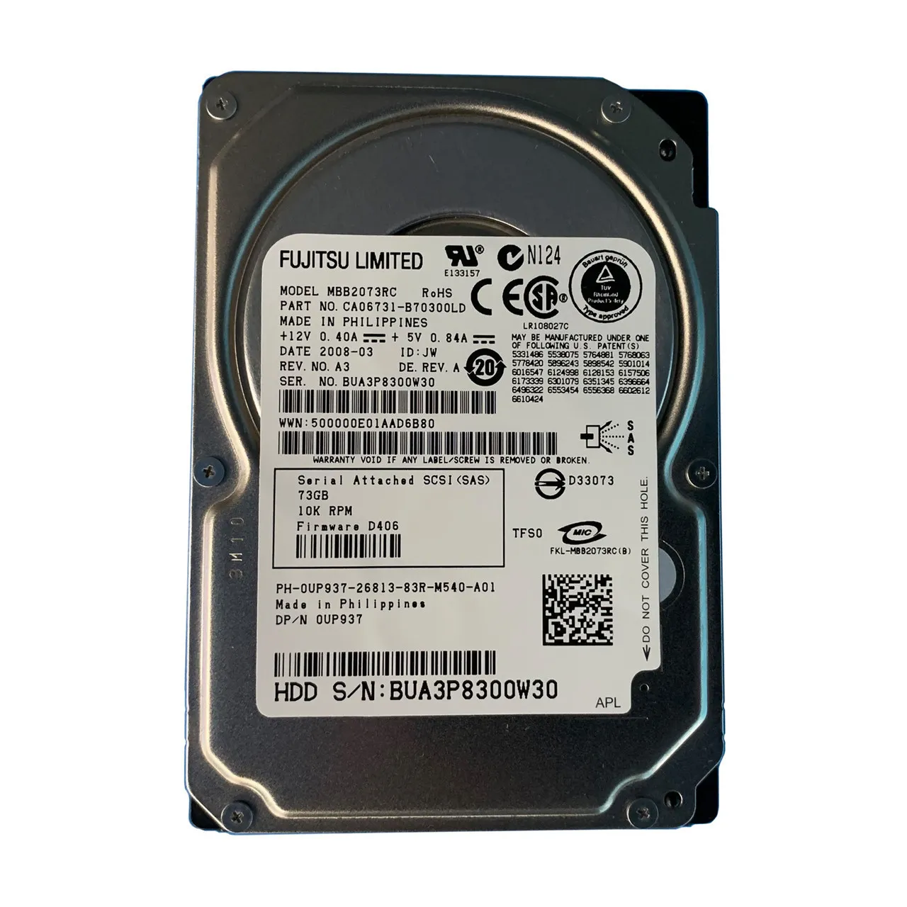 UP937 DELL 72GB 10K 2.5IN SAS HDD